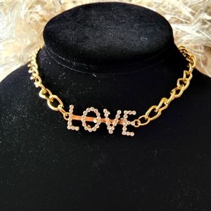 3 for $18 NWT Gold Tone LOVE Bling Choker Necklace